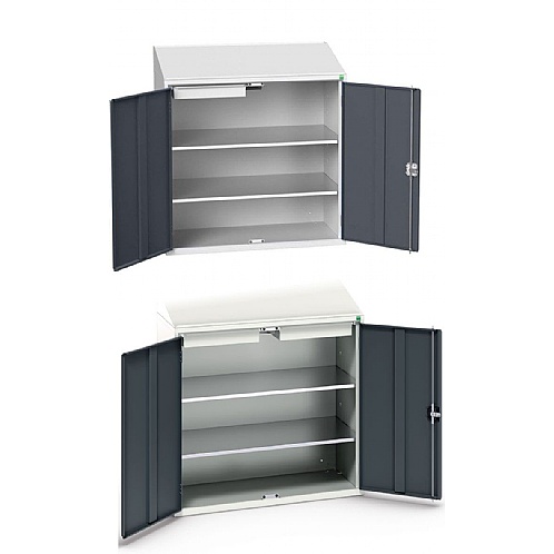 Sloping Top Cupboards with Half Width Drawers - Storage and Handling
