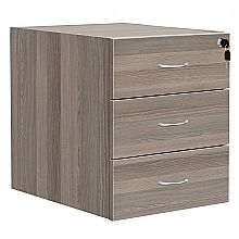Grey Oak Fixed Pedestal, 3 Drawers