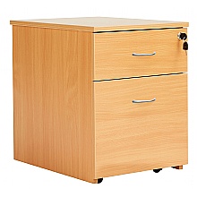 Beech Low Mobile Pedestal, 2 Drawers