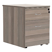 Grey Oak Low Mobile Pedestal, 2 Drawers
