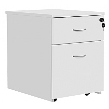 White Low Mobile Pedestal, 2 Drawers