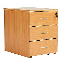 Beech Low Mobile Pedestal, 3 Drawers