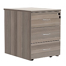 Grey Oak Low Mobile Pedestal, 3 Drawers