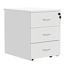 White Low Mobile Pedestal, 3 Drawers