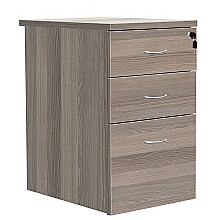 Grey Oak Desk High Pedestal, 3 Drawers