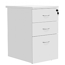 White Desk High Pedestal, 3 Drawers