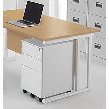 Steel 3 Drawer Mobile Pedestals in Silver or White