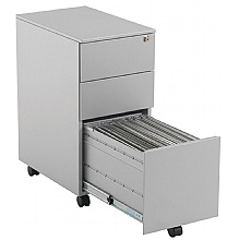 Narrow 300mm Mobile Steel 3 Drawer Pedestal