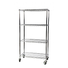 Mobile Chrome Shelving Unit 4 Shelves on castors