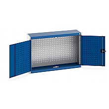 Wall Cupboard wih Perfo lined doors and Back, Blue