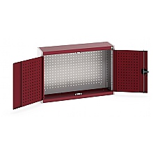 Wall Cupboard Perfo lined doors and Back, red