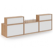 Denver Large Straight Reception Desk, Beech/White