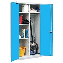 Light Blue Janitors cleaning cupboard