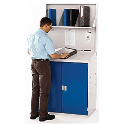 Sloping Top Workstation Cupboard with File Holder