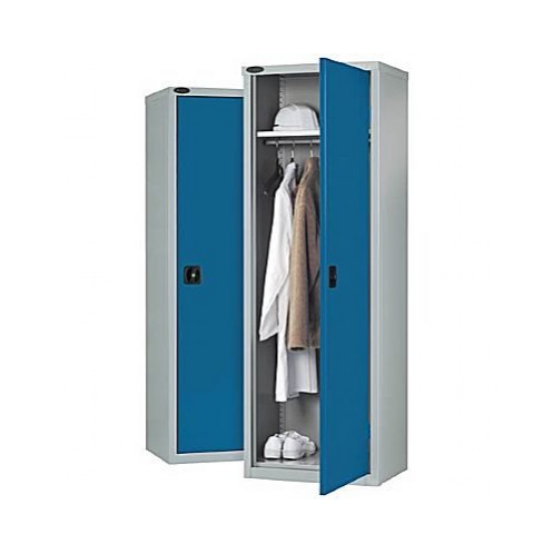 Slim Steel Wardrobe Cupboard, Hat Shelf & Hanging Rail - Office Storage