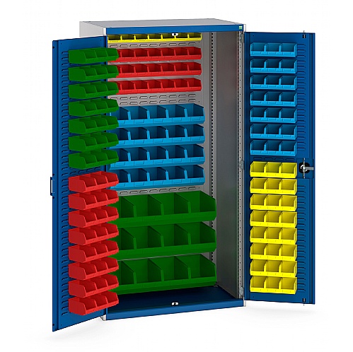 Bott Heavy Duty Bin Cupboard with 150 plastic bins - Industrial Cupboards