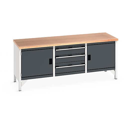 Height Adjustable Workbench  Storage  Cupb & 2 Drawer Units - Workshop Products