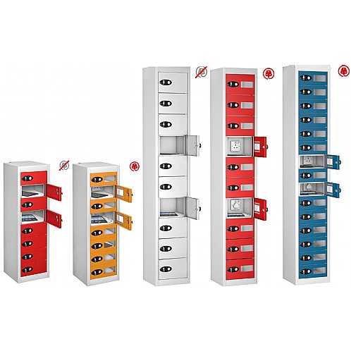 Mobile Phone Charging Locker  8 to 15 Compartments, USB & 3-Pin Power - Storage Lockers
