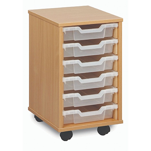 Tray Storage Unit with 6 Shallow Plastic Trays - School Furniture