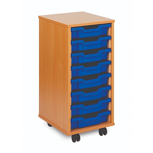 Tray Storage Unit with 8 Shallow Plastic Trays - School Furniture