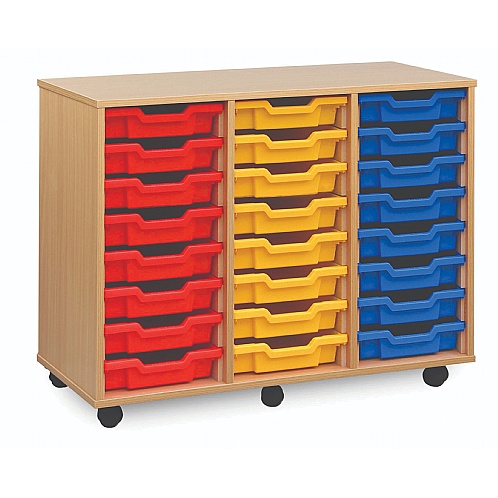 Tray Storage Unit with 24 Shallow Plastic Trays - School Furniture