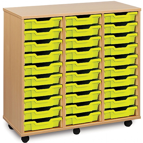 Tray Storage Unit with 30 Shallow Plastic Trays - School Furniture