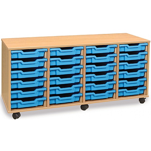 Tray Storage Unit with 24 Shallow Plastic Trays - School Furniture