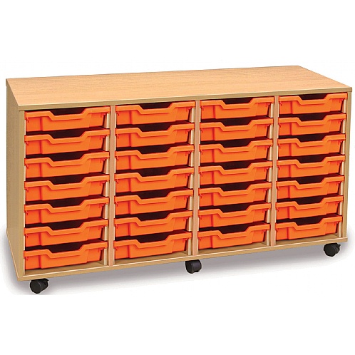 Tray Storage Unit with 28 Shallow Plastic Trays - School Furniture