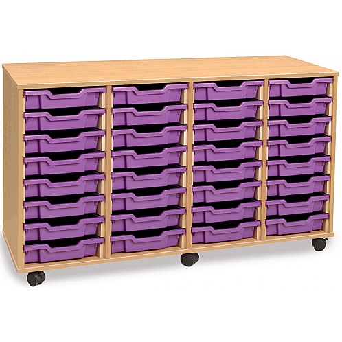 Tray Storage Unit with 32 Shallow Plastic Trays - School Furniture