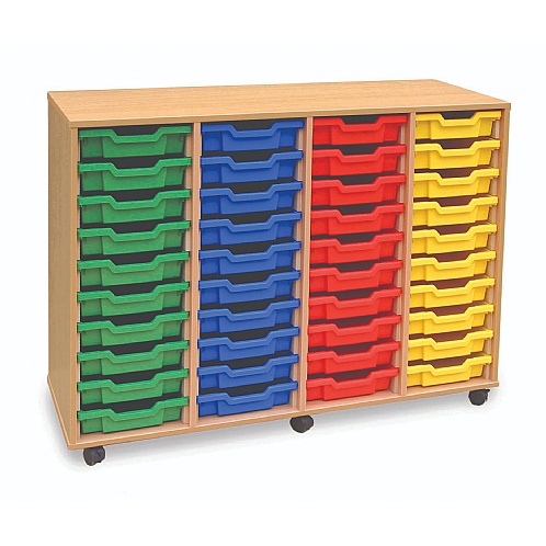 Tray Storage Unit with 40 Shallow Plastic Trays - School Furniture