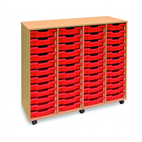 Tray Storage Unit with 48 Shallow Plastic Trays - School Furniture