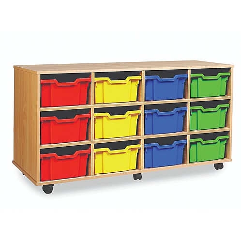 Tray Storage Unit with 12 Deep Plastic Trays - School Furniture