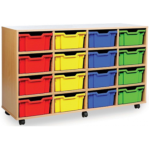 Tray Storage Unit with 16 Deep Plastic Trays - School Furniture