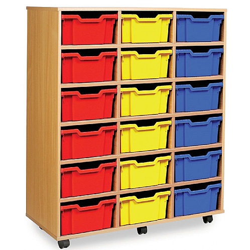 Tray Storage Unit with 18 Deep Plastic Trays - School Furniture