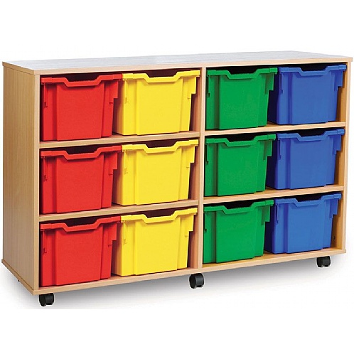 Tray Storage Unit with 12 Extra Deep Plastic Trays - School Furniture