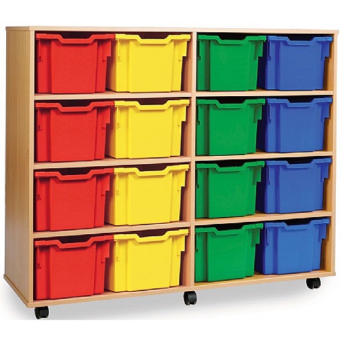 Tray Storage Unit with 16 Extra Deep Plastic Trays - School Furniture