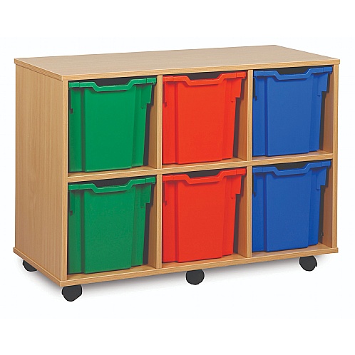 Tray Storage Unit with 6 Jumbo Plastic Trays - School Furniture