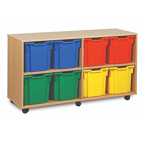 Tray Storage Unit with 8 Jumbo Plastic Trays - School Furniture
