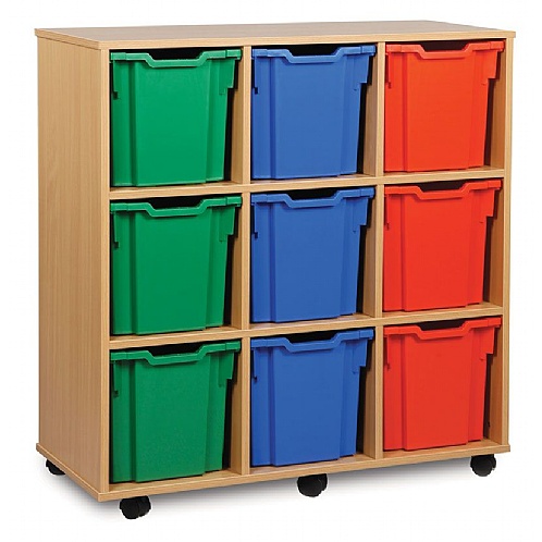 Tray Storage Unit with 9 Jumbo Plastic Trays - School Furniture
