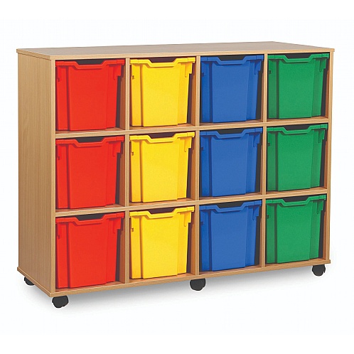 Tray Storage Unit with 12 Jumbo Plastic Trays - School Furniture