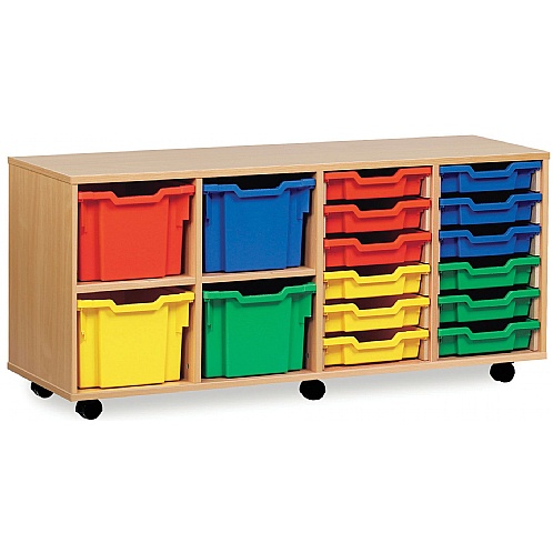 Tray Storage Unit with 16 Mixed Size Plastic Trays - School Furniture