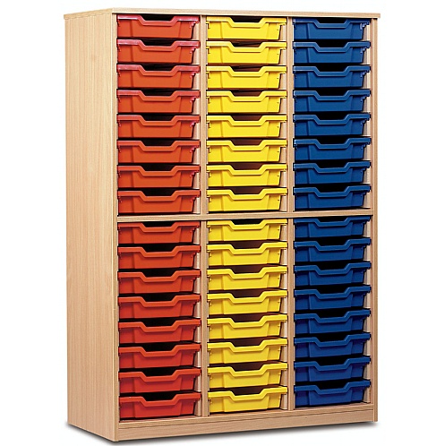 Tray Storage Cabinet with 48 Shallow Plastic Trays - School Furniture
