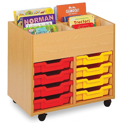 Mobile Kinderbox with 4 Top Compartments, 8 Shallow Trays - School Furniture