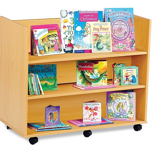 Book Storage Trolley, 3 Horizontal Shelves Each Side - School Furniture