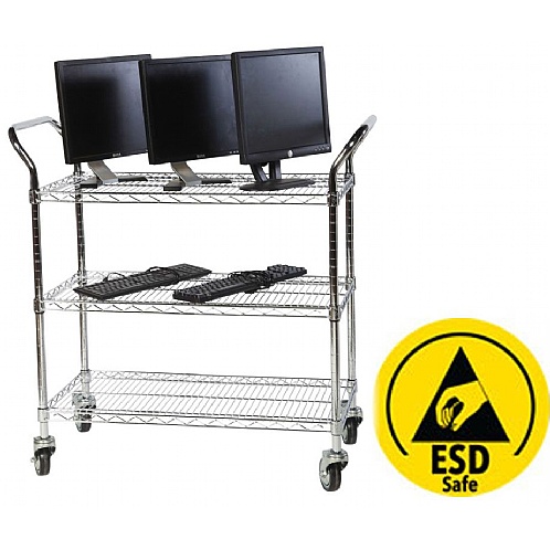ESD Safe Chrome Wire Trolleys - Storage and Handling