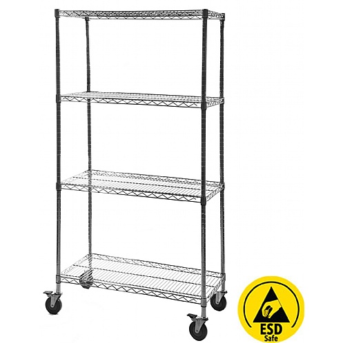 ESD SAFE Chrome Wire Mobile Rack Trolleys - Storage and Handling