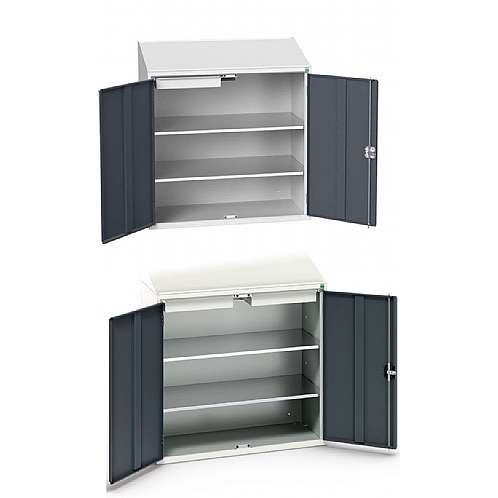 Sloping Top Cupboards with Half Width Drawers - Industrial Cupboards