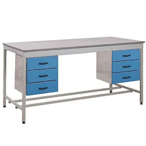 Workbench with 2 x 3-Drawer Pedestals, 5-Days - Workshop Products