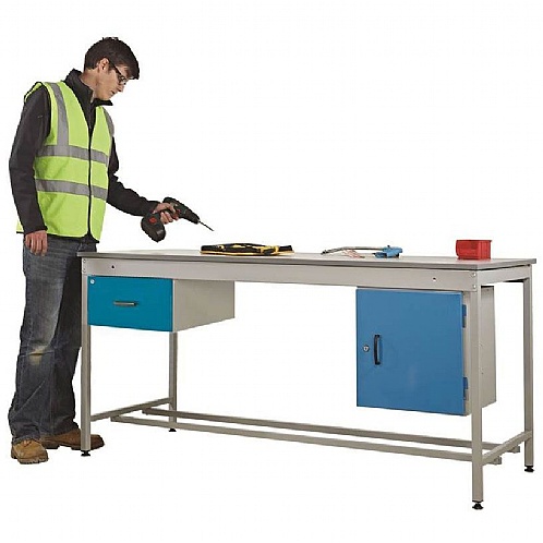 Taurus Utility Workbench with Fixed Cupboard and Drawer - Workshop Products