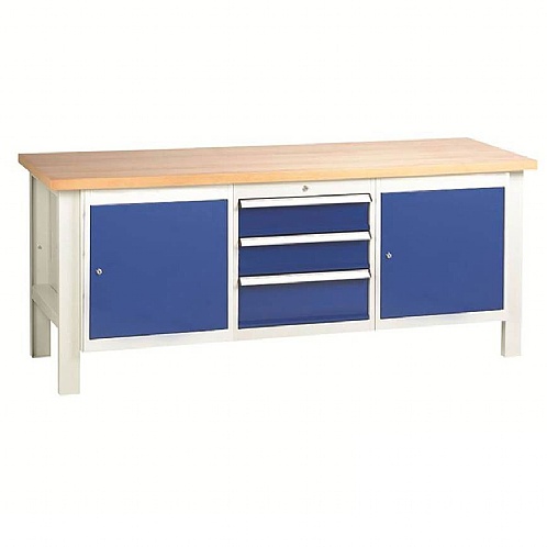 Workbench 3-Drawer Unit , 2 Cupboards, Fast Delivery. - Workshop Products
